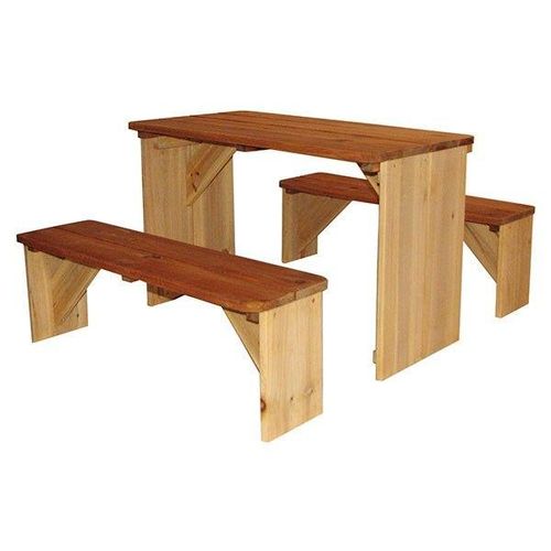 8717973930280 - ZidZed Picknick Set aus Holz xxl Picknicktisch & Picknickbank für Kinder - Braun - AXI