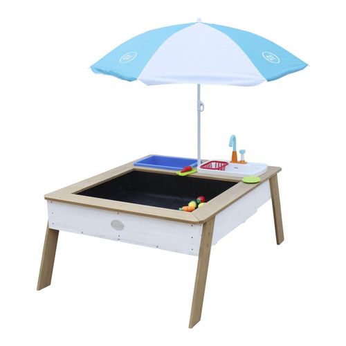 8717973930877 - - Linda Sand & Wassertisch aus Holz mit Spielküchenspüle Matschtisch   Spielküche   Wasserspieltisch   Sandtisch für Kinder in Braun & Weiß mit