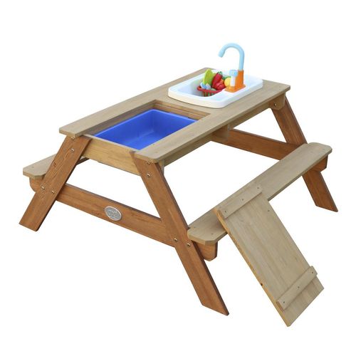 8717973930839 - Emily Sand & Wasser Picknicktisch mit Spielküchenspüle Braun