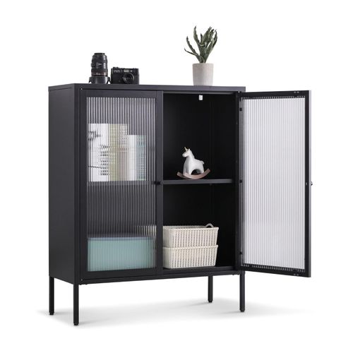 4260360010965 - Coemo - Highboard Tokio aus Metall mit Glastüren Schwarz - Schwarz 4260360010965 - Coemo - Highboard Tokio aus Metall mit Glastüren Schwarz - Schwarz