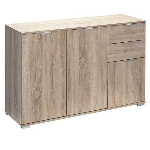 4251776930534 - Casaria® Sideboard »Alba« Eiche mit 3 Türen und Schubladen - Typ DB131