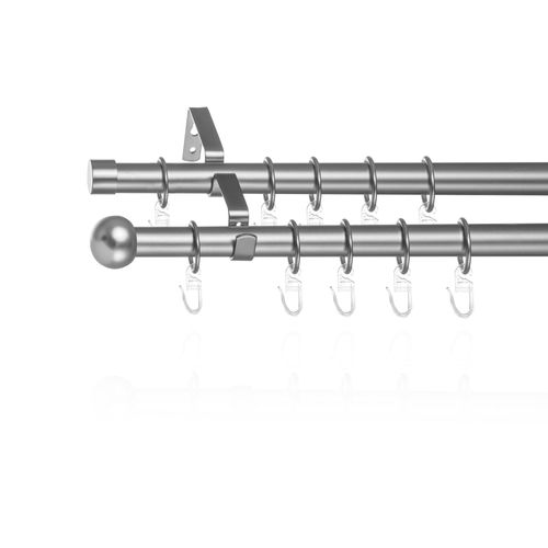 4250434154305 - Gardinenstange ORIGINAL Gardinenstange Kugel 20 mm ausziehbar 2 läufig 130 - 240 cm Chrom silber (matt) L130cm Ø20mm Metall Gardinenstangen Zweiläufige Vorhangstange mit Ringen für Gardinen und Stores 4250434154305 - Gardinenstange ORIGINAL Gardinenstange Kugel 20 mm ausziehbar 2 läufig 130 - 240 cm Chrom silber (matt) L130cm Ø20mm Metall Gardinenstangen Zweiläufige Vorhangstange mit Ringen für Gardinen und Stores