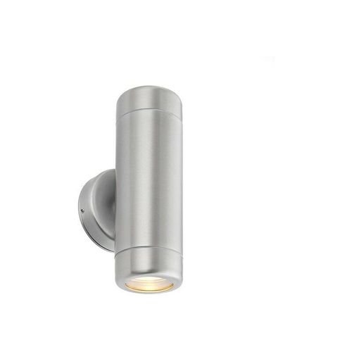 5017588178460 - Odyssey - Außenwandleuchte IP65 7W Gebürsteter Edelstahl & Klarglas 2 Licht Dimmbar IP65 - GU10 - Saxby Lighting