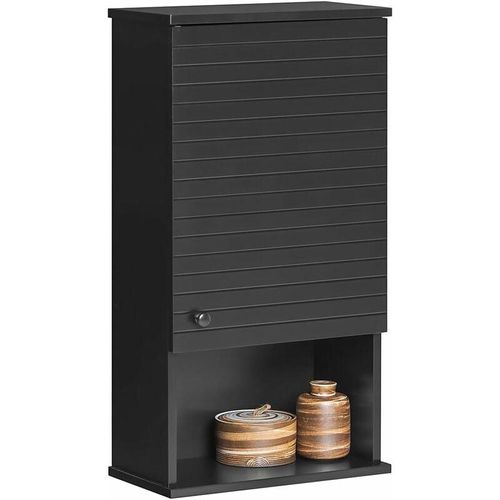 4251388627082 - BZR25-SCH Hängeschrank mit Einer Tür und einem Fach Wandschrank Küchenschrank Badhängeschrank Medizinschrank Badmöbel Schwarz bht ca 40x76x21cm