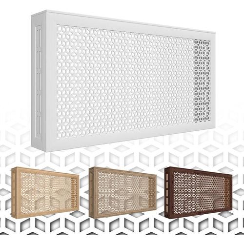 4251874653625 - Hexim - Heizkörperverkleidung Ilona Lüftungsgitter modern hdf mdf Holz foliert 90 120 150cm - Stella Kollektion Weiß Frontblende - 90x60cm