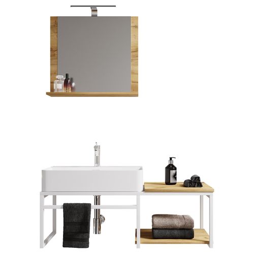 4051814438769 - 3-tlg Waschplatz Waschtisch Badmöbel Set Waschbecken Holz Metall Industrial Style Bitila 100 V2 4051814438769 - 3-tlg Waschplatz Waschtisch Badmöbel Set Waschbecken Holz Metall Industrial Style Bitila 100 V2
