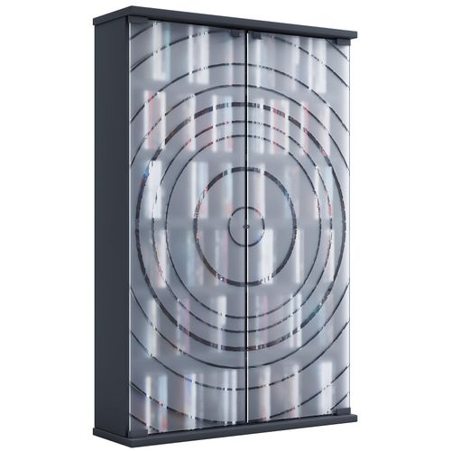 4051814437489 - Holz CD DVD Stand Regal platzsparender CD Schrank mit 2 ESG-Sicherheitsglastüren für 300 CDs oder 130 DVDs oder 72-Videos Maße H 92 x B 60 x T 18 cm 10 variable Einlegböden – Tilano L