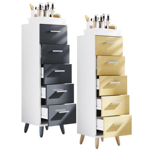 4051814431289 - Badmöbel Midischrank Badregal Badschrank Badezimmer Kommode 5 Schubladen Landos M (Farbe Weiß Anthrazit) 4051814431289 - Badmöbel Midischrank Badregal Badschrank Badezimmer Kommode 5 Schubladen Landos M (Farbe Weiß Anthrazit)