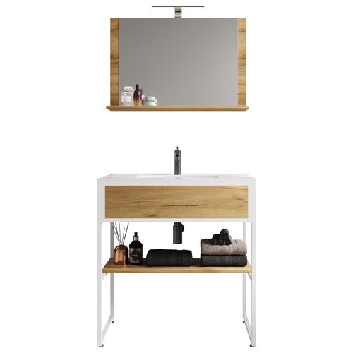 4051814438745 - 3-tlg Waschplatz Waschtisch Badmöbel Set Waschbecken Holz Metall Industrial Style Bitila 80 V2 4051814438745 - 3-tlg Waschplatz Waschtisch Badmöbel Set Waschbecken Holz Metall Industrial Style Bitila 80 V2