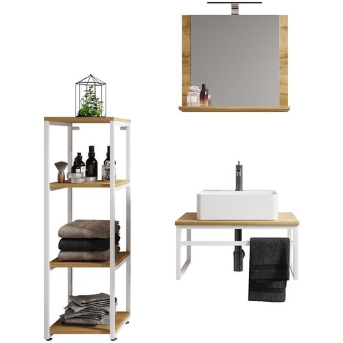 4051814438783 - 4-tlg Waschplatz Waschtisch Badmöbel Set Waschbecken Holz Metall Industrial Style Bitila 60 V2 4051814438783 - 4-tlg Waschplatz Waschtisch Badmöbel Set Waschbecken Holz Metall Industrial Style Bitila 60 V2