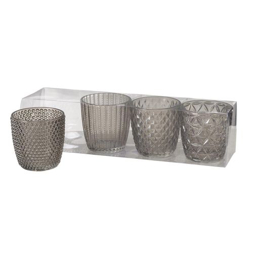 4020607763418 - Windlicht Set Marilu 4-teilig grau Deko-Gläser Kerzenständer 8 cm - Boltze 4020607763418 - Windlicht Set Marilu 4-teilig grau Deko-Gläser Kerzenständer 8 cm - Boltze