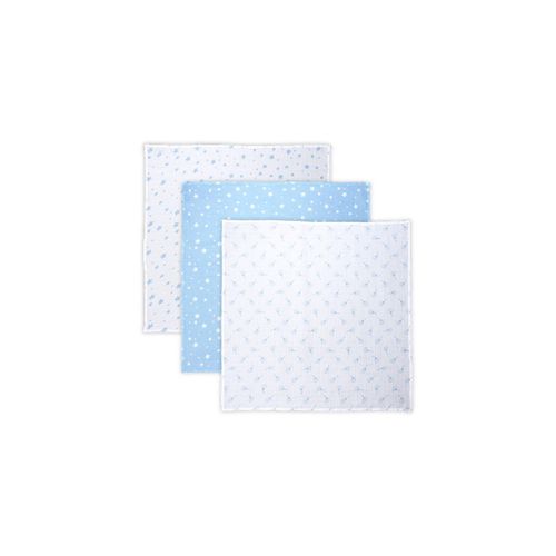 3800166104065 - Wickeldecke Babydecke Trio Größe 80 x 80 cm 3er Set 100% Baumwolle blau weiß