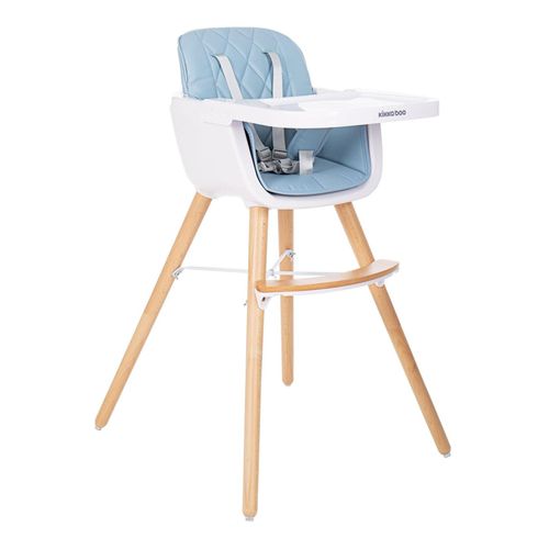 3801004010845 - Kikkaboo Kinderhochstuhl 2 in 1 Woody Kinderstuhl Tisch verstellbar Gurt blau 3801004010845 - Kikkaboo Kinderhochstuhl 2 in 1 Woody Kinderstuhl Tisch verstellbar Gurt blau