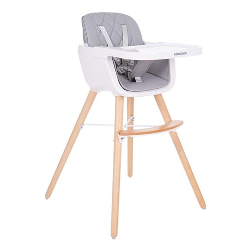 3801004010821 - Kikkaboo Kinderhochstuhl 2 in 1 Woody Kinderstuhl Tisch verstellbar Gurt grau 3801004010821 - Kikkaboo Kinderhochstuhl 2 in 1 Woody Kinderstuhl Tisch verstellbar Gurt grau
