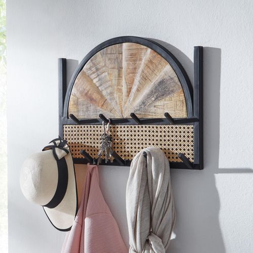 4251757708527 - Finebuy - Wandgarderobe Mango Massivholz Rattan 53x40x75 cm Design Flurgarderobe Hakenleiste Wiener Geflecht Wandpaneel Metall Garderobe Wand 4251757708527 - Finebuy - Wandgarderobe Mango Massivholz Rattan 53x40x75 cm Design Flurgarderobe Hakenleiste Wiener Geflecht Wandpaneel Metall Garderobe Wand
