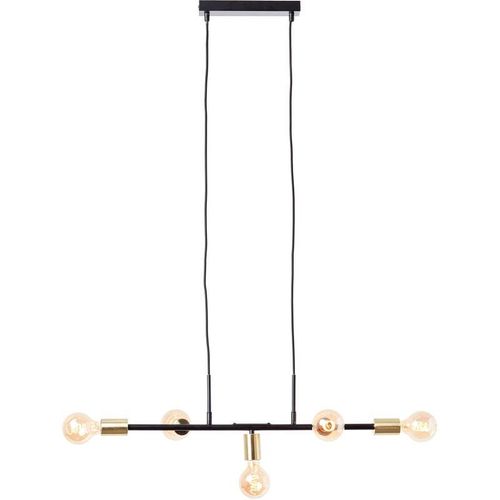 4004353395840 - Lampe Skylab Pendelleuchte 5flg schwarz matt messing gebürstet gold 5x A60 E27 52 W - gold