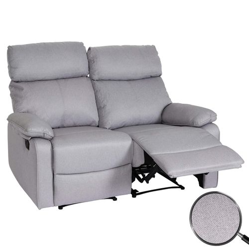 4057651800745 - 2er Kinosessel MCW-L93 Relaxsessel Fernsehsessel Sofa Armlehne Liegefunktion Nosagfederung Stoff Textil ~ hellgrau
