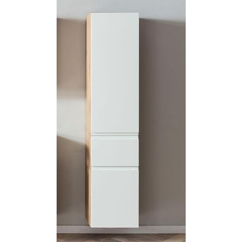 4066075084167 - Lomadox - Badezimmer Hochschrank 40cm VASTO-03-WHITE in Wotan Eiche Nb mit weiß matt b h t ca 40 180 35 cm