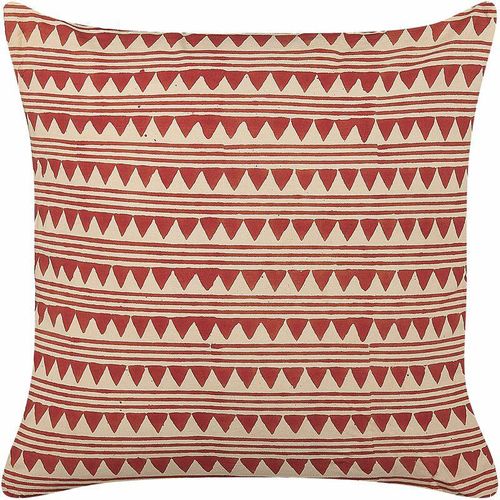 4255664801746 - Dekokissen Rot und Beige Baumwolle 45 x 45 cm Bezug mit Füllung Reißverschluss Geometrisches Muster Boho Wohnzimmer Schlafzimmer Deko für Bett - Rot