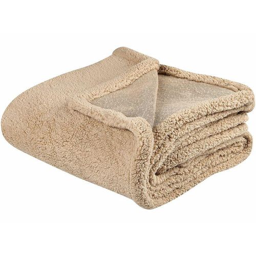 4255664802392 - Beliani - Kuscheldecke Sandbeige Polyester 125 x 150 cm Modern Schlafzimmer Wohnzimmer Accessoire Deko Überwurf Wohndecke - Beige