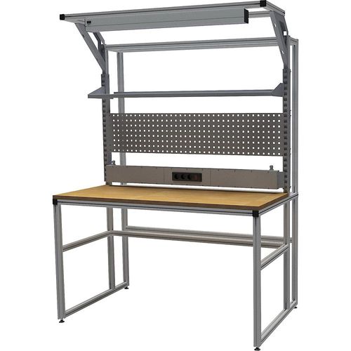 4050413087675 - bedrunka hirth workalu® Aluminium-Werkbank mit Systemaufbau einseitig Breite 1500 mm mit Lochwand Energieleiste und Arbeitsplatzleuchte Plattenbreite 1500 mm 4050413087675 - bedrunka hirth workalu® Aluminium-Werkbank mit Systemaufbau einseitig Breite 1500 mm mit Lochwand Energieleiste und Arbeitsplatzleuchte Plattenbreite 1500 mm