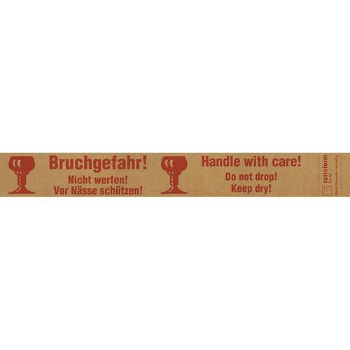 4251924725128 - Papier-Warnband terra Aufdruck Bruchgefahr! Handle with care! VE 6 Stk braun rot ab 100 VE 4251924725128 - Papier-Warnband terra Aufdruck Bruchgefahr! Handle with care! VE 6 Stk braun rot ab 100 VE