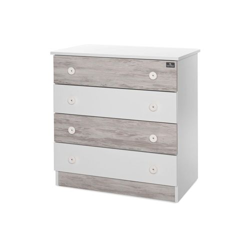 3800166107035 - Kommode Dresser 81 x 50 x 86 cm 4 große Schubladen schnelle Montage weiß grau