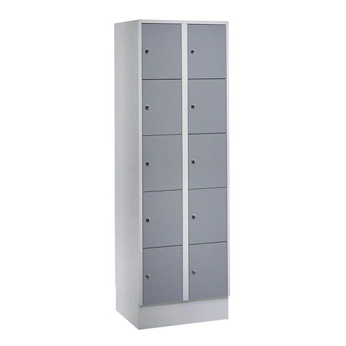 4250618250960 - 5er-Schließfachschrank München 2 Abteile lichtgrau silbergrau B 600 mm mit Bodensockel Wolf 4250618250960 - 5er-Schließfachschrank München 2 Abteile lichtgrau silbergrau B 600 mm mit Bodensockel Wolf