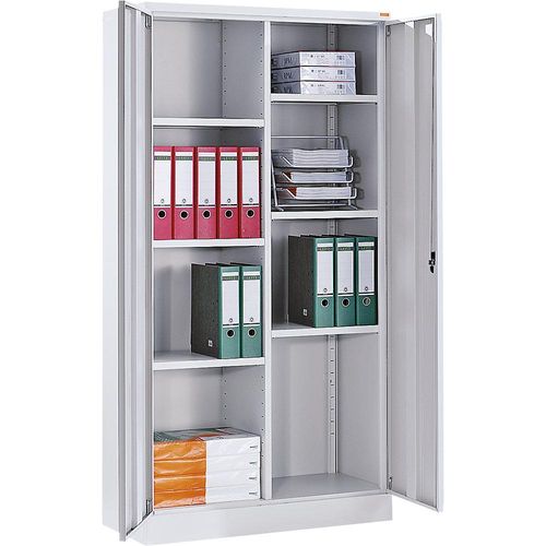 4061753006271 - eurokraft basic Stahlschrank mit Sockel 6 Fachböden lichtgrau