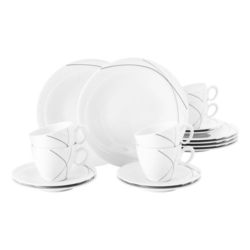 4003106947787 - Kaffeeservice SELTMANN WEIDEN Geschirr-Set Service Trio Highline Geschirr-Sets Gr 18 tlg schwarz (weiß schwarz grau) Geschirr-Sets für 6 Personen Made in Germany 18 Teile