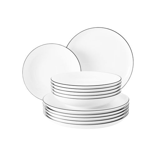 4052212052021 - Tafelservice SELTMANN WEIDEN Teller Set Geschirr-Set Lido Black Line Geschirr-Sets Gr 12 tlg schwarz-weiß (weiß schwarz) Tafelservice Made in Germany 12 Teile für 6 Personen 4052212052021 - Tafelservice SELTMANN WEIDEN Teller Set Geschirr-Set Lido Black Line Geschirr-Sets Gr 12 tlg schwarz-weiß (weiß schwarz) Tafelservice Made in Germany 12 Teile für 6 Personen