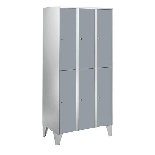 4250618250878 - Garderobenschrank mit Füßen HxBxT 1850 x 900 x 500 mm 6 Fächer silbergrau 4250618250878 - Garderobenschrank mit Füßen HxBxT 1850 x 900 x 500 mm 6 Fächer silbergrau