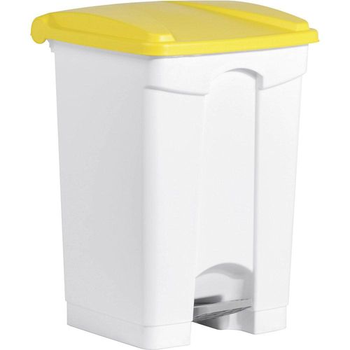 4012086080025 - helit Tretabfallbehälter Volumen 45 l BxHxT 410 x 605 x 400 mm weiß Deckel gelb 4012086080025 - helit Tretabfallbehälter Volumen 45 l BxHxT 410 x 605 x 400 mm weiß Deckel gelb