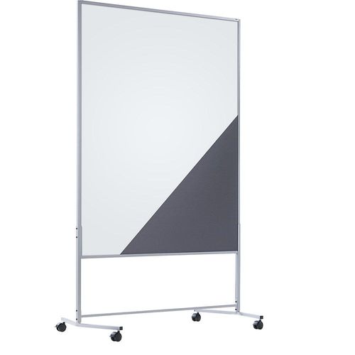 4061753121325 - eurokraft basic Moderationswand mobil Textilbezug   Whiteboard BxH 1200 x 1500 mm grau