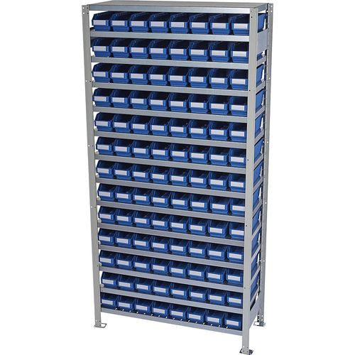 4250621500953 - Steckregal mit Regalkästen Regalhöhe 2100 mm Grundregal Tiefe 300 mm 104 Kästen blau STEMO