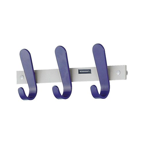 4061753106537 - eurokraft pro Garderobenleiste 3 Mantelhaken HxBxT 130 x 360 x 60 mm VE 2 Stück Hakenfarbe Blau 4061753106537 - eurokraft pro Garderobenleiste 3 Mantelhaken HxBxT 130 x 360 x 60 mm VE 2 Stück Hakenfarbe Blau
