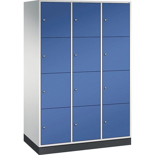 4053597240836 - INTRO Stahl-Schließfachschrank Fachhöhe 435 mm BxT 1220 x 600 mm 12 Fächer Korpus lichtgrau Türen enzianblau