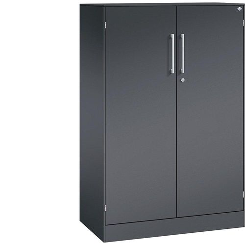 4060061312067 - Flügeltürenschrank ASISTO Höhe 1292 mm Breite 800 mm 2 Fachböden schwarzgrau schwarzgrau