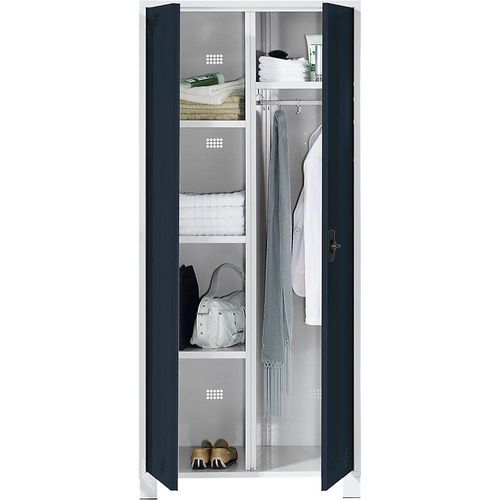 4061753010780 - eurokraft pro Mehrzweck- und Garderobenschrank mit Kleiderstange 6 Fächer Breite 600 mm Korpus lichtgrau Türen anthrazitgrau 4061753010780 - eurokraft pro Mehrzweck- und Garderobenschrank mit Kleiderstange 6 Fächer Breite 600 mm Korpus lichtgrau Türen anthrazitgrau