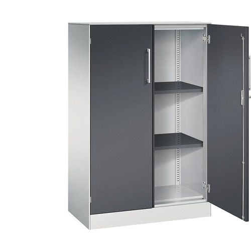 4062084798316 - Flügeltürenschrank ASISTO Höhe 1292 mm Breite 800 mm 2 Fachböden lichtgrau schwarzgrau