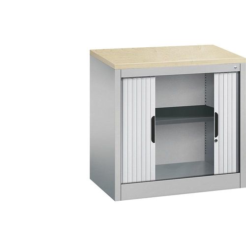 4063332759769 - Rollladenschrank mit Horizontal-Jalousie HxBxT 720 x 800 x 420 mm 1 Fachboden 15 Ordnerhöhen weißaluminium