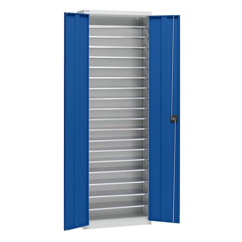 4061753277138 - eurokraft pro Materialschrank aus Stahlblech Höhe 2000 mm lichtgrau RAL 7035 enzianblau RAL 5010 18 Böden 4061753277138 - eurokraft pro Materialschrank aus Stahlblech Höhe 2000 mm lichtgrau RAL 7035 enzianblau RAL 5010 18 Böden