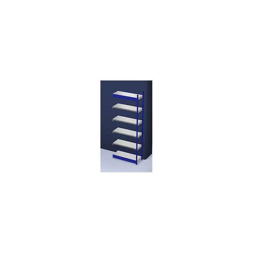 4250623731645 - Stabil-Steckregal einseitig Regalhöhe 2500 mm blau verzinkt Bodenbreite 1025 mm Anbauregal Breite x Tiefe 1025 x 400 mm hofe