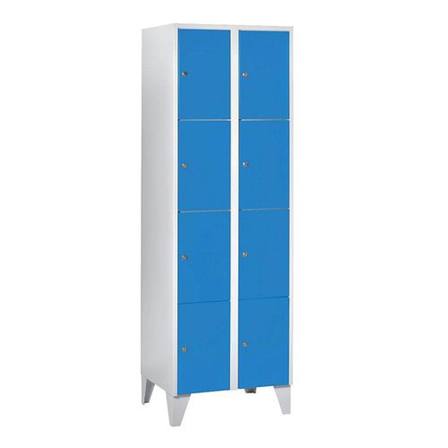 4250618205380 - 4er-Schließfachschrank München 2 Abteile lichtgrau lichtblau B 600 mm mit Füßen 4250618205380 - 4er-Schließfachschrank München 2 Abteile lichtgrau lichtblau B 600 mm mit Füßen
