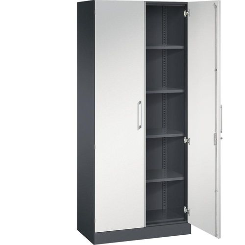 4059369536893 - Flügeltürenschrank ASISTO Höhe 1980 mm Breite 800 mm 4 Fachböden schwarzgrau lichtgrau