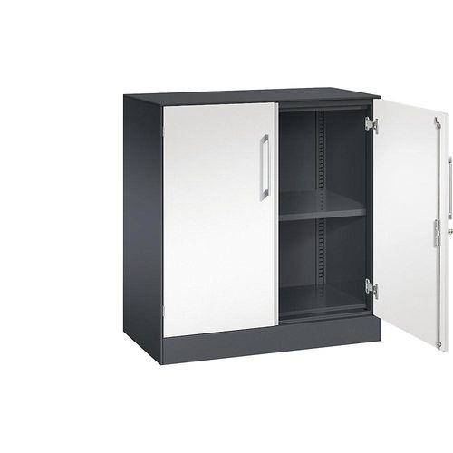4062084798644 - Flügeltürenschrank ASISTO Höhe 897 mm Breite 800 mm 1 Fachboden schwarzgrau verkehrsweiß 4062084798644 - Flügeltürenschrank ASISTO Höhe 897 mm Breite 800 mm 1 Fachboden schwarzgrau verkehrsweiß