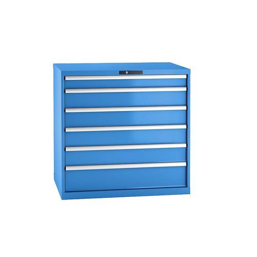 7612269035322 - LISTA Schubladenschrank Stahlblech HxB 1000 x 1023 mm 6 Schubladen Tragkraft 75 kg lichtblau
