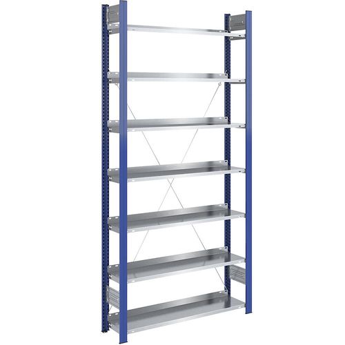 4250623705196 - Ordner-Steckregal einseitig Höhe 2350 mm BxT 1000 x 300 mm Grundregal blau verzinkt hofe 4250623705196 - Ordner-Steckregal einseitig Höhe 2350 mm BxT 1000 x 300 mm Grundregal blau verzinkt hofe