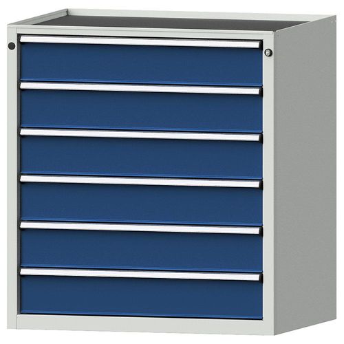 4014641094195 - Schubladenschrank BxT 910 x 675 mm Schubladentraglast 200 kg 6 Schubladen Höhe 980 mm Front enzianblau