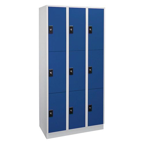 4250618244020 - 3er-Schließfachschrank Stuttgart 3 Abteile lichtgrau enzianblau 4250618244020 - 3er-Schließfachschrank Stuttgart 3 Abteile lichtgrau enzianblau